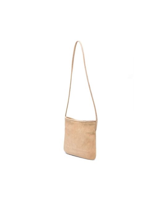 MANU Atelier White Suede Shoulder Bag