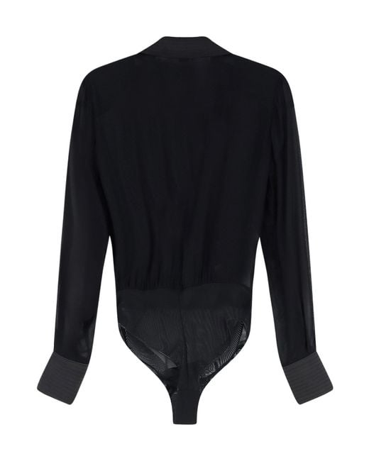 Elisabetta Franchi Blue Collared Bodysuit