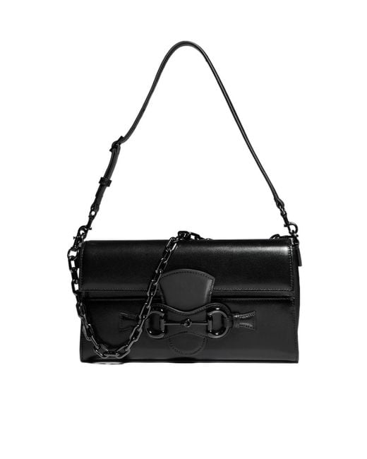 Gucci Black Horsebit Ristretto Medium Shoulder Bag
