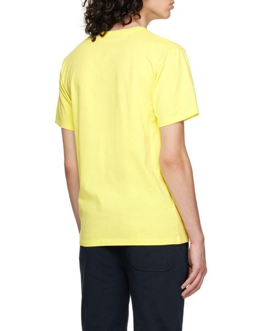 Maison Kitsuné Yellow Maison Kitsuné Fox Patch Crewneck T-Shirt for men