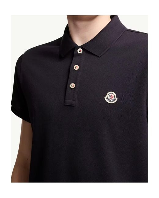 Moncler Black Logo Patch Short-Sleeved Polo Shirt for men