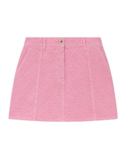 Casablanca Pink Monogram Denim Skirt