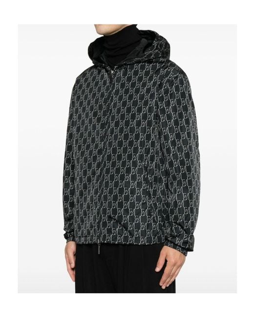 Emporio Armani Black Monogram-Print Reversible Jacket for men