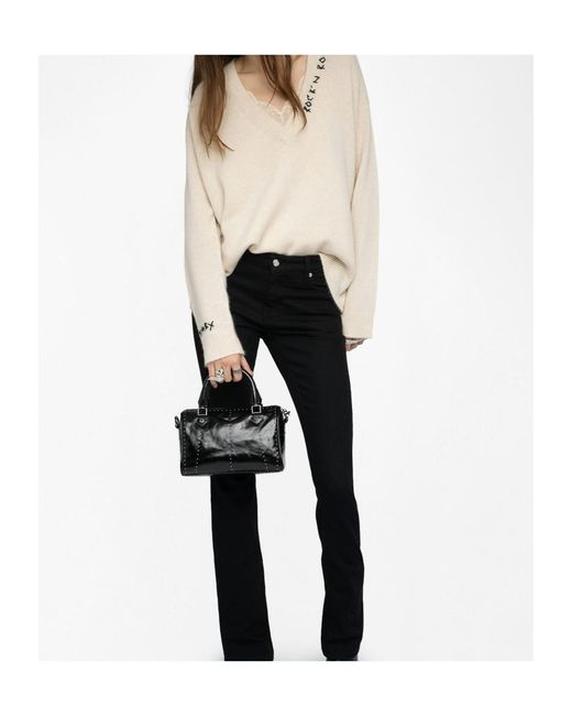 Zadig & Voltaire Black Sunny Xs Vibe Studed Top Handle Tote Bag