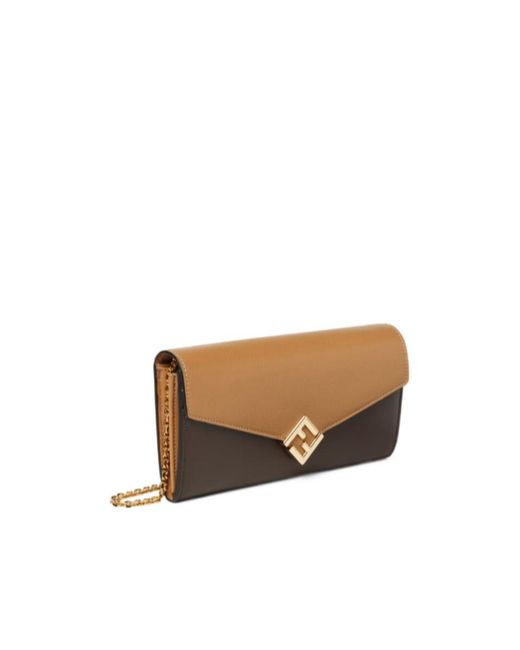 Fendi White Ff Diamonds Chain-Linked Continental Wallet