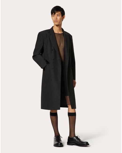 Valentino Black Double-Breasted Wool Coat for men