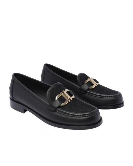 Ferragamo Black Ferragamo Gancini Jacquard Slip-On Loafers