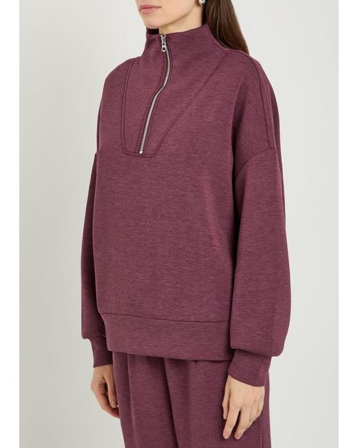Varley Purple Hawley Half-Zip Stretch-Jersey Sweatshirt
