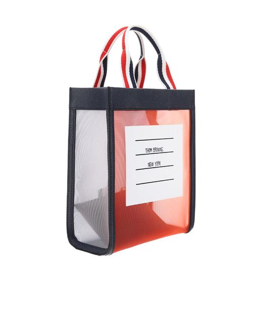 Thom Browne White Small Rwb-Handles Tote Bag