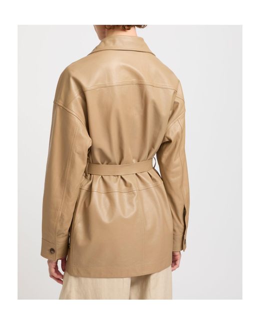 Yves Salomon Natural Buttoned Belted Jacket