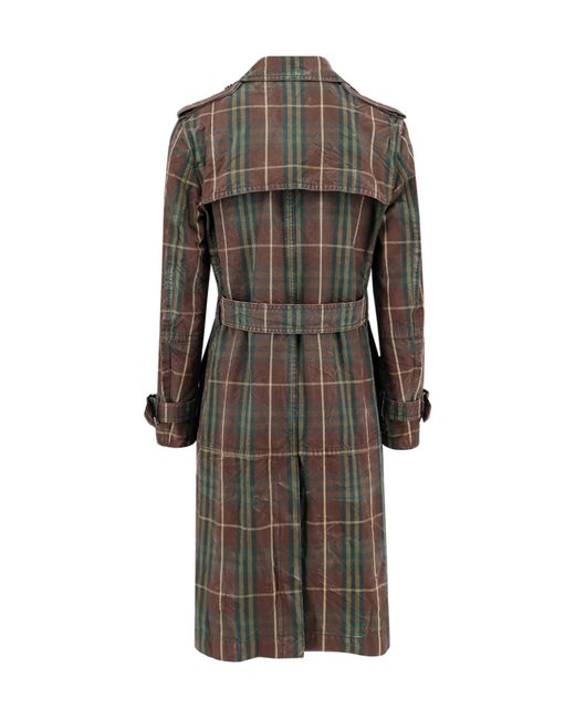 Burberry Gray Signature Check Trench Coat for men