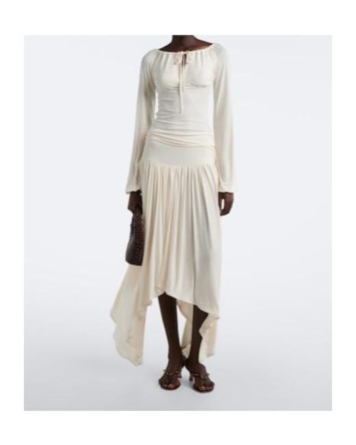 AYA MUSE White Elya Asymmetric Pleated Midi Skirt