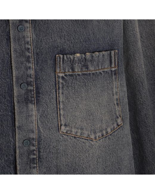 Balenciaga Gray Sun Bleached Denim Shirt