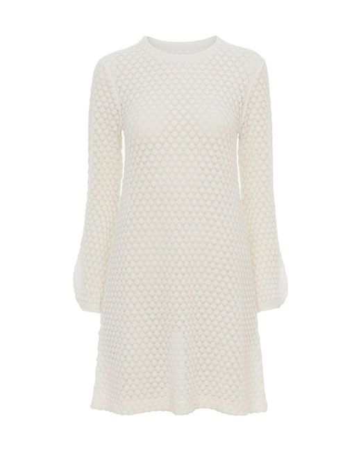 Chloé White Pointelle-Knit Mini Dress