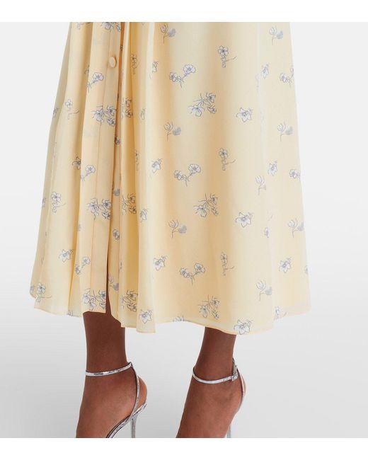 Alessandra Rich Natural Lace-Trimmed Floral Silk Dress