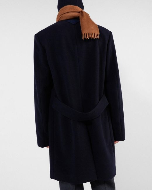Prada Black Single-Breasted Wool Blend Coat for men