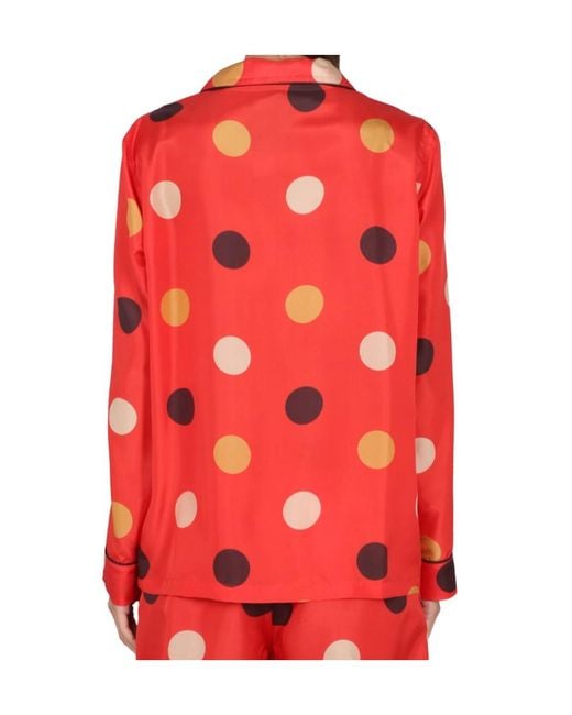 Aspesi Red Polka-Dot Printed Buttoned Shirt