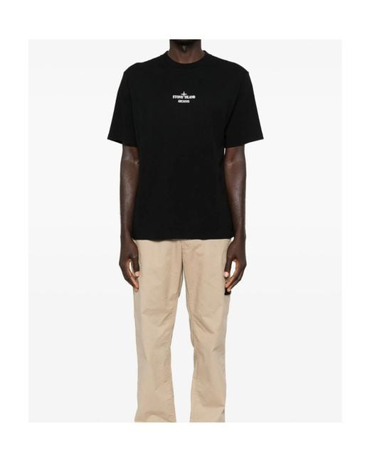 Stone Island Black Logo-Printed Crew-Neck T-Shirt for men