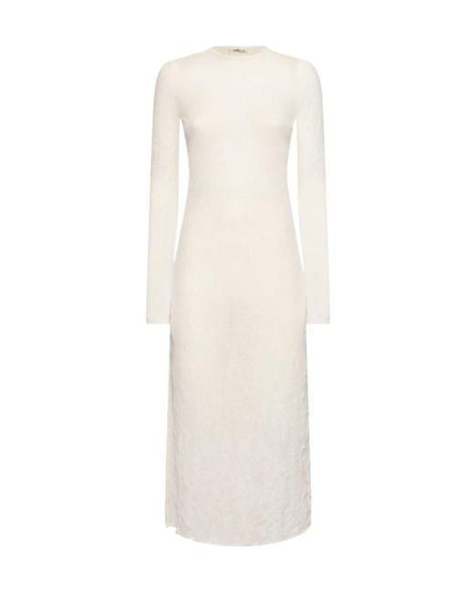 Auralee White Wool Blend Long-Sleeved Knit Dress