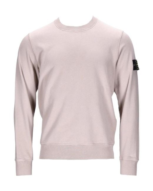 Stone Island Pink Logo Patch Crewneck Sweatshirt for men