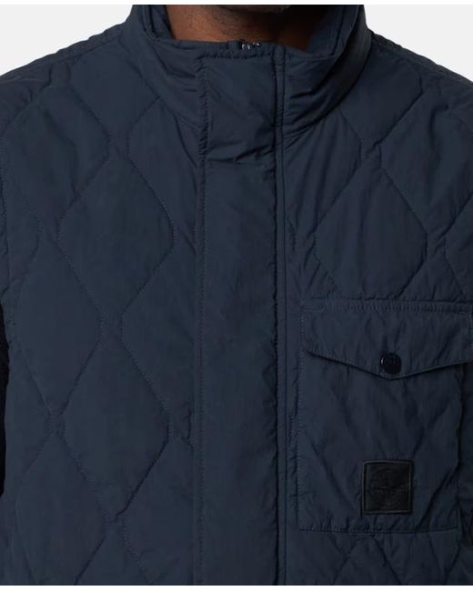Stone Island Blue Padded Vest With Soft Feel And Anti-Drop for men