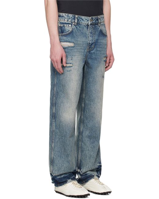 Represent Blue R3 Distressed Baggy Jeans for men