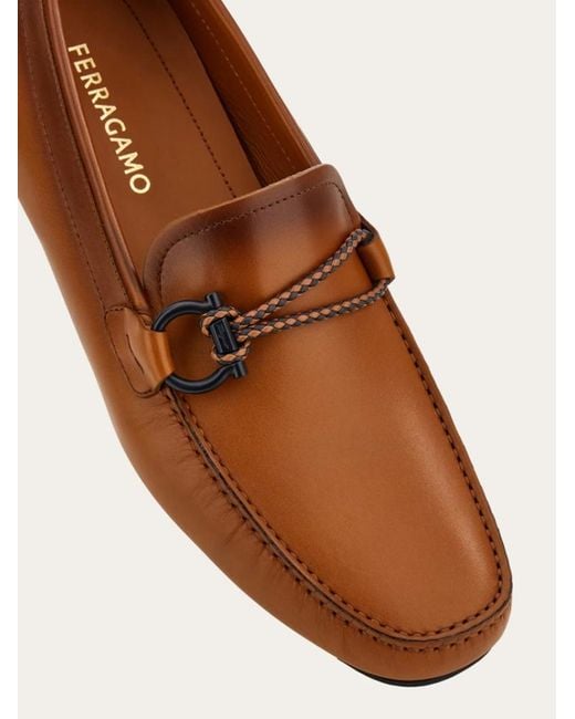 Ferragamo Brown Driver With Gancini Ornament for men