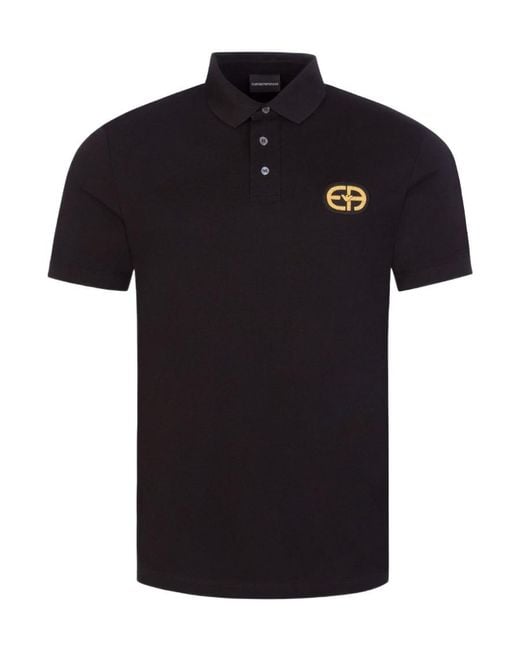 Emporio Armani Black Logo Short-Sleeved Polo Shirt for men