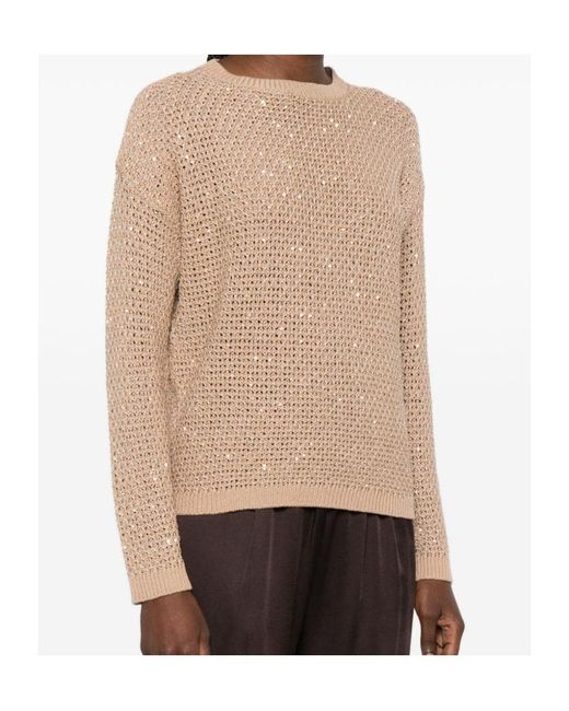 Fabiana Filippi Natural Sequined Knit Knitted Sweater