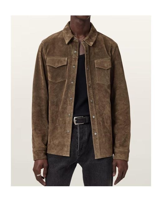 AllSaints Brown Sully Suede Jacket for men