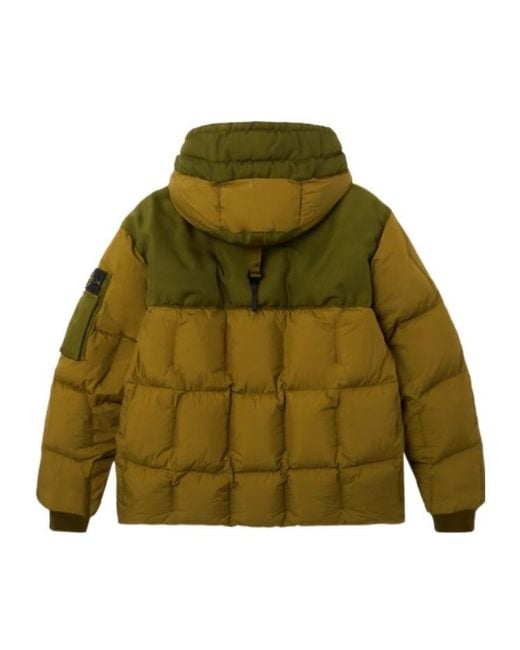 Stone Island Green Hooded Down Jacket With Wind Resistance And Anti-Drop for men
