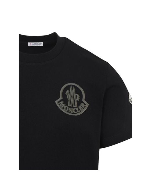 Moncler Black Logo Printed Crewneck T-Shirt for men
