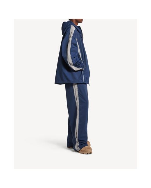 Balenciaga Blue Technical Track Hooded Jacket for men