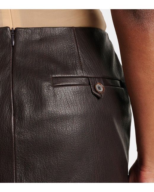 Magda Butrym Black Floral-Appliqué Leather Miniskirt