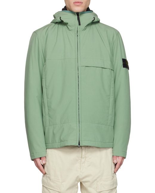 Stone Island Green Logo-Patch Jacket for men
