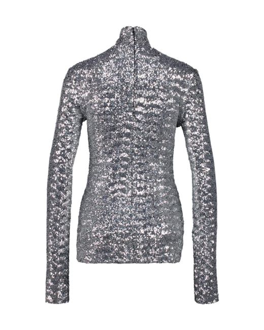 Rabanne Blue Rabanne Sequin Turtle-Neck Top