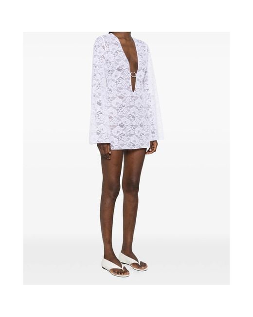 Oseree White Lace Beach Dress