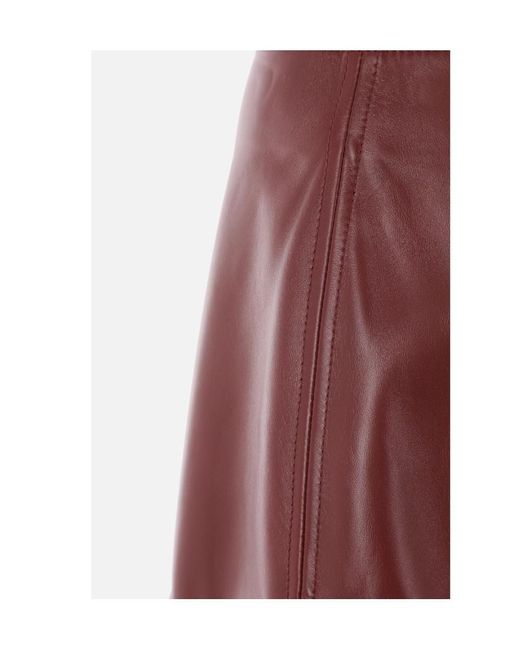 Bottega Veneta Purple Pleated Leather Skirt