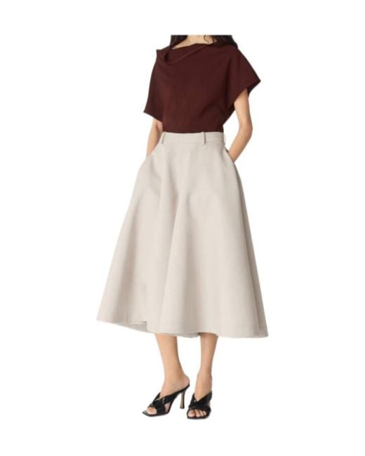 Bottega Veneta Natural A-Line Wide-Leg Culotte