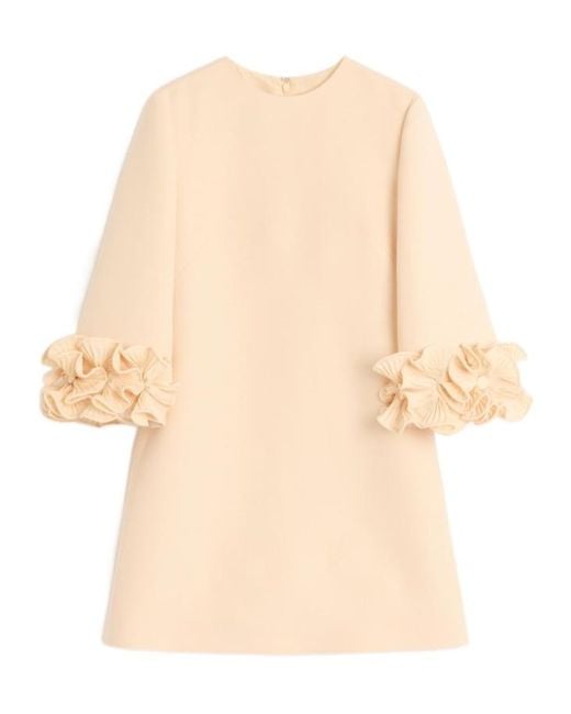 Valentino Pink Crepe Couture Floral Detailed Mini Dress