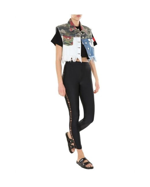Gcds Blue Patchwork Cropped Denim Vest