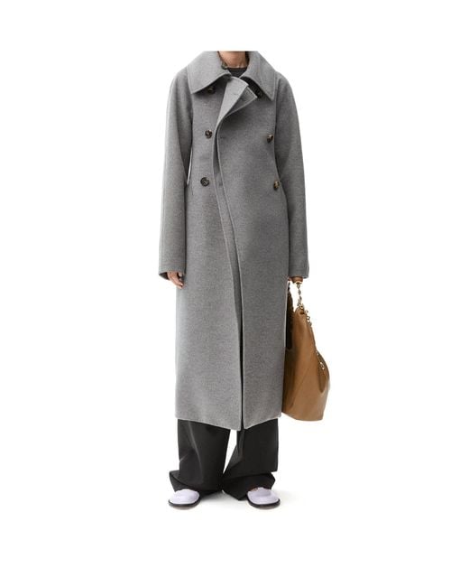 Loewe Gray Double-Breasted Coat