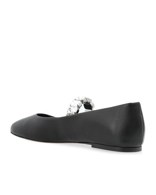 Casadei Black Embellished Ballet Flat Shoes