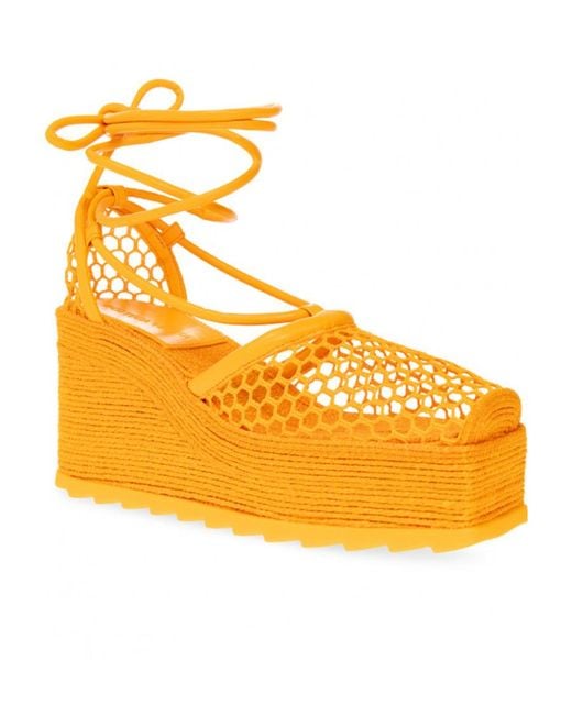 Bottega Veneta Metallic Net-Panel 90Mm Wedge Sandals