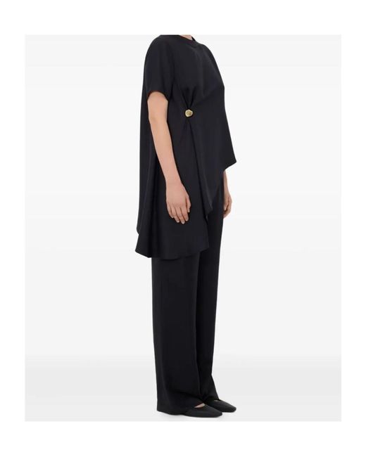 Loulou de Saison Blue Madea Draped Asymmetric Top