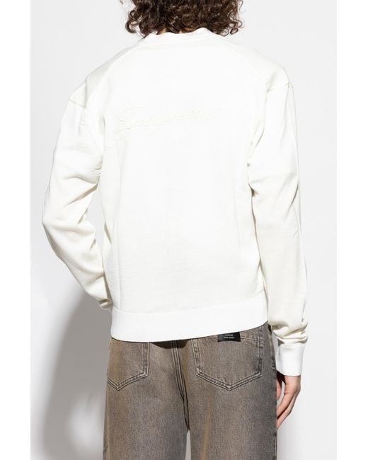 Jacquemus White Buttoned Logo-Embroidered Cardigan for men