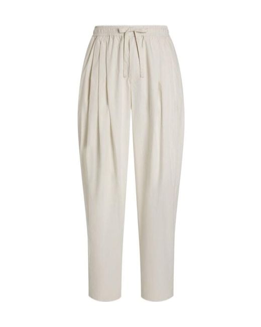 Dolce & Gabbana White Pleated Drawstring Trousers for men