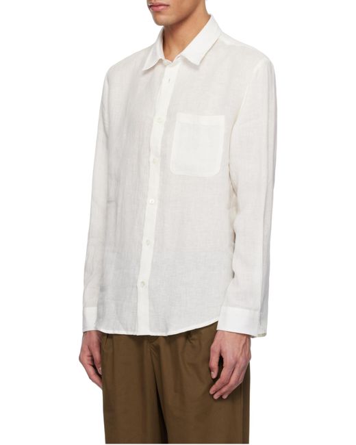 A.P.C. White Buttoned Long-Sleeved Shirt for men