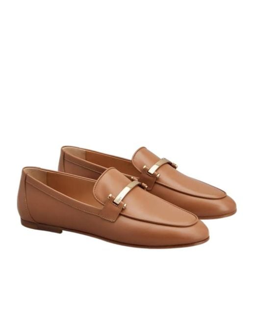 Tod's Brown Clamp Detailed Slip-On Loafers
