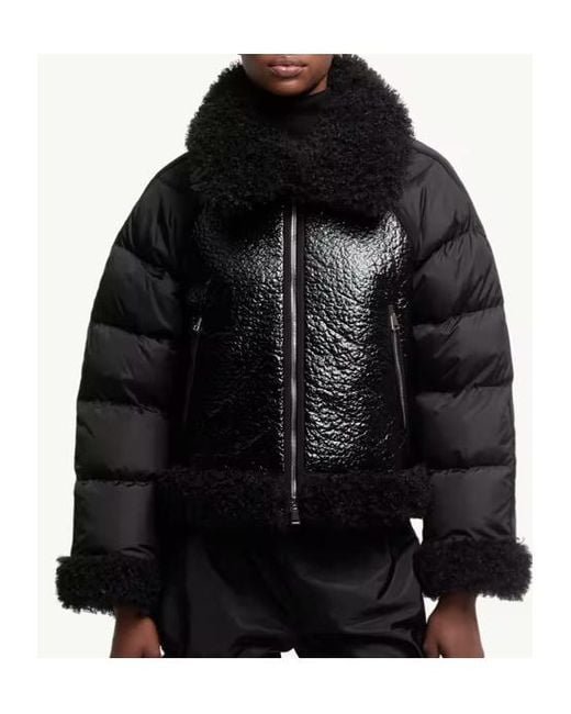 Moncler Black Rubrouk Teddy-Trimmed Short Down Jacket